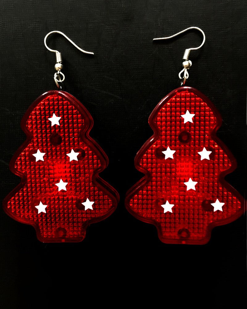 Aveuri-Black Friday Cyber ??Monday Christmas 1Pair Christmas Tree Shaped LED Light Up Drop Earrings