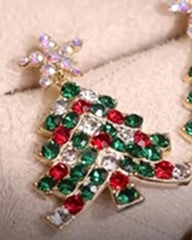 Aveuri-Black Friday Cyber ??Monday Christmas gifts1Pair Rhinestone Decor Christmas Tree Shaped Earrings