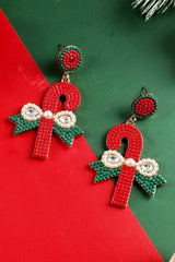 Aveuri-Black Friday Cyber ??Monday Christmas Racing Red Christmas Sweet Candy Canes Beaded Earrings