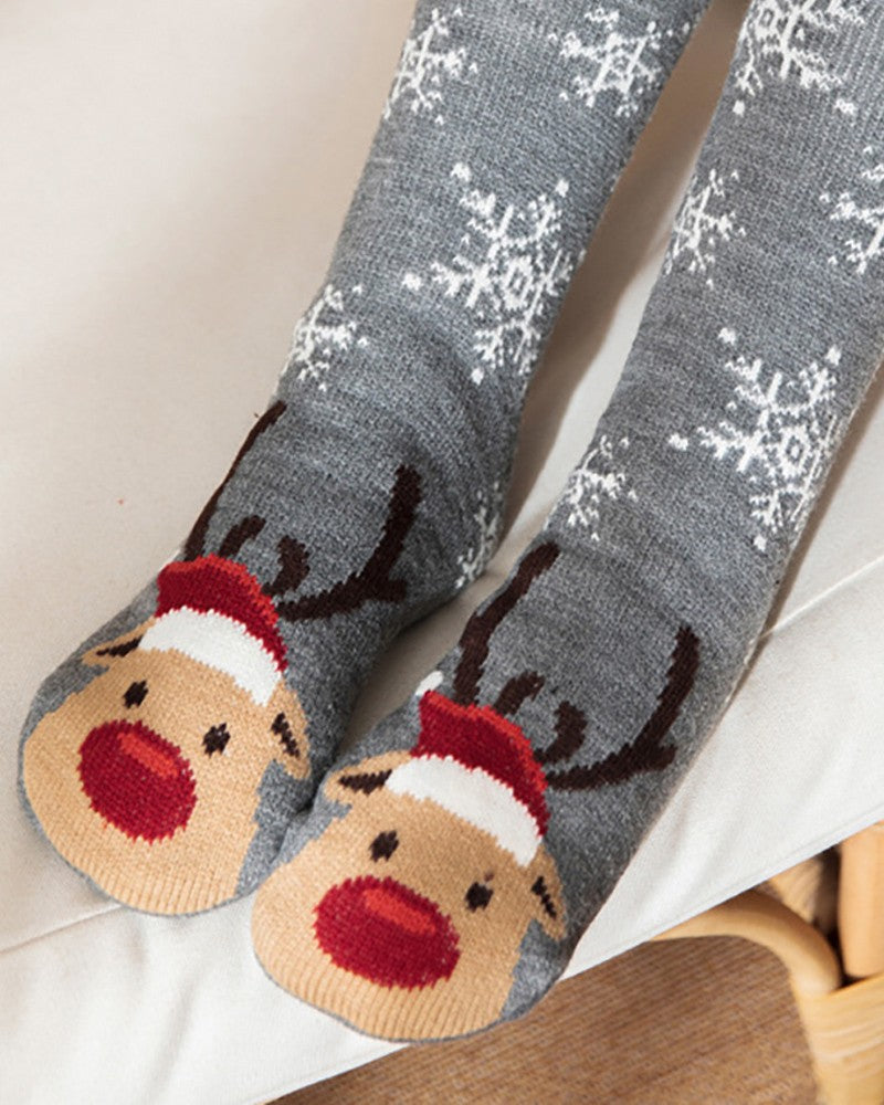 Aveuri-Black Friday Cyber ??Monday Christmas gifts1Pair Christmas Reindeer Snowflake Cartoon Slogan Knit Thermal Socks