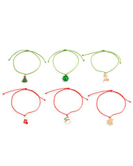 Aveuri-Black Friday Cyber ??Monday Christmas gifts6pcs Christmas Snowflake Tree Elk Snowman Pendant Bracelet Set