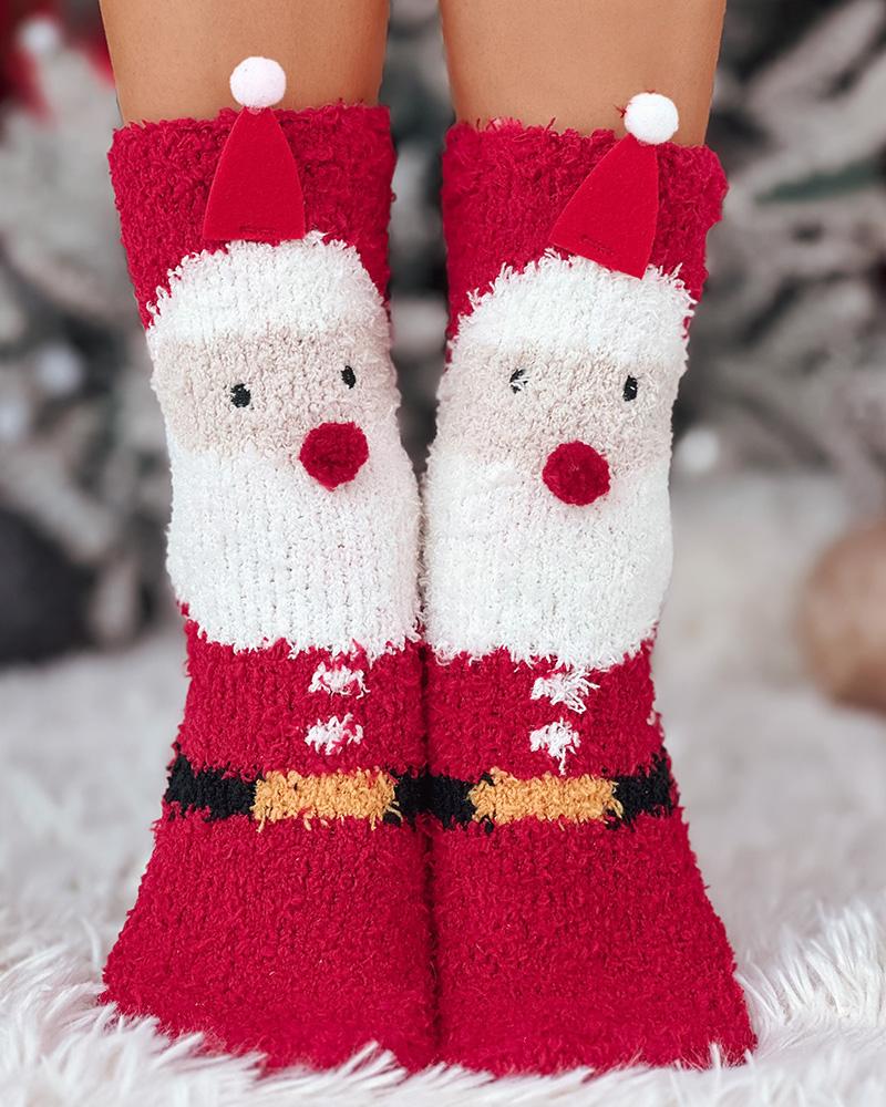 Aveuri-Black Friday Cyber ??Monday Christmas gifts1Pair Christmas Snowflake Elk Snowman Pattern Fuzzy Thermal Socks