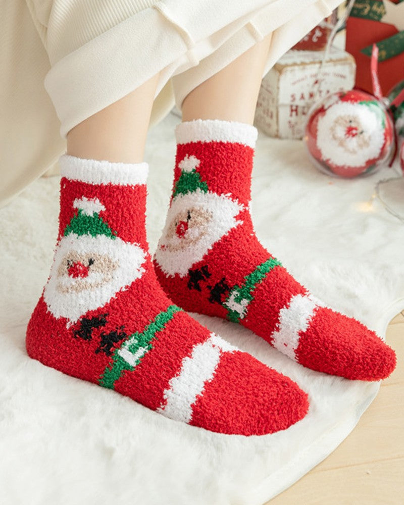 Aveuri-Black Friday Cyber ??Monday Christmas gifts1Pair Christmas Elk Polka Dot Pattern Fuzzy Thermal Socks