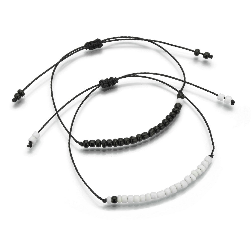 Aveuri - White Bead Woven Blessing Couple Friendship Bracelets