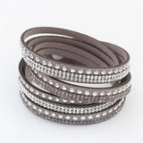 Aveuri - Long Leather Rhinestone Woven Female Simple Bracelets