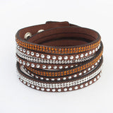 Aveuri - Long Leather Rhinestone Woven Female Simple Bracelets