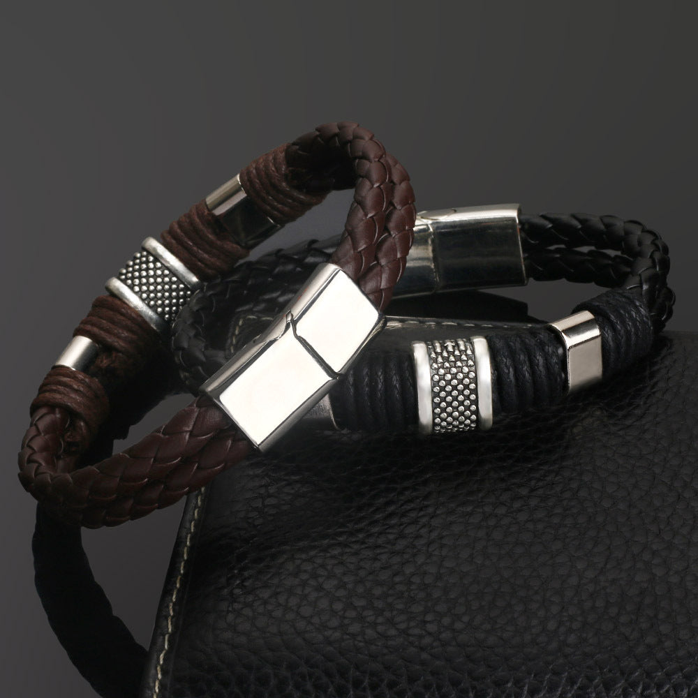 Aveuri - Men's Cowhide Magnetic Buckle Korean Fashion Domineering Bracelets