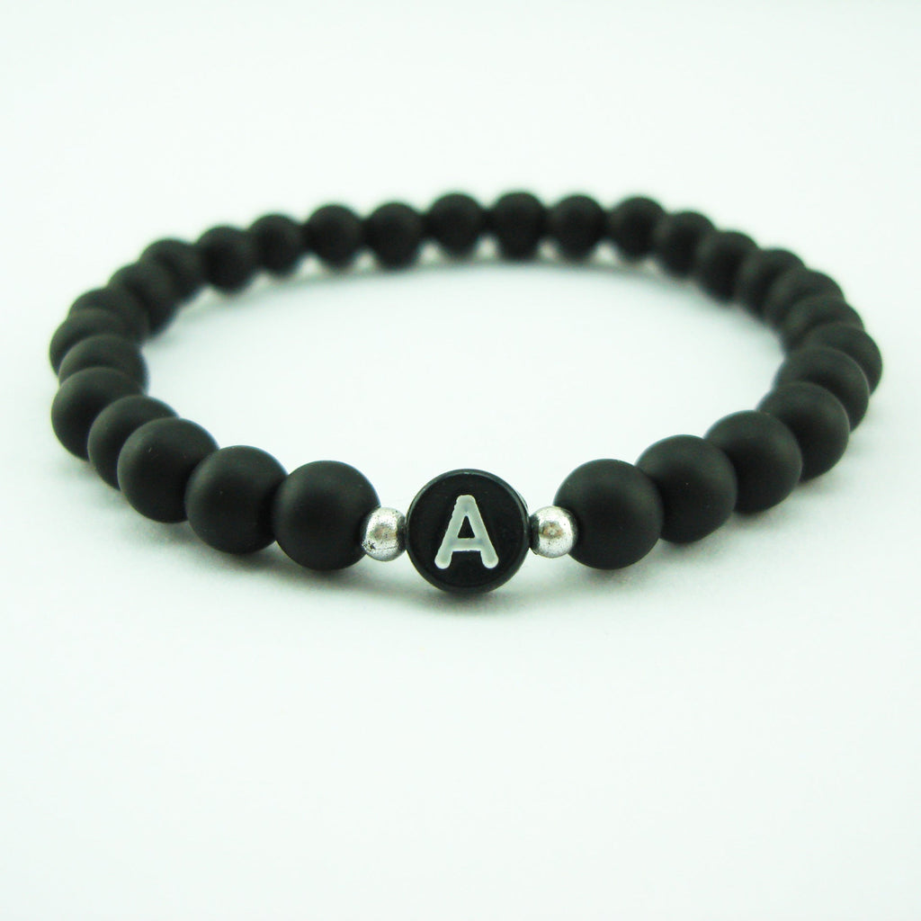 Aveuri - Style Free Match Letter Frosted Imitation Black Bracelets
