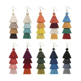 HUISHI Fashion Women's Earrings 2023 Tassel Bohemian Fringe Gradient Multilayer Tassel Drop Earrings Women Dangle Silk Fabric