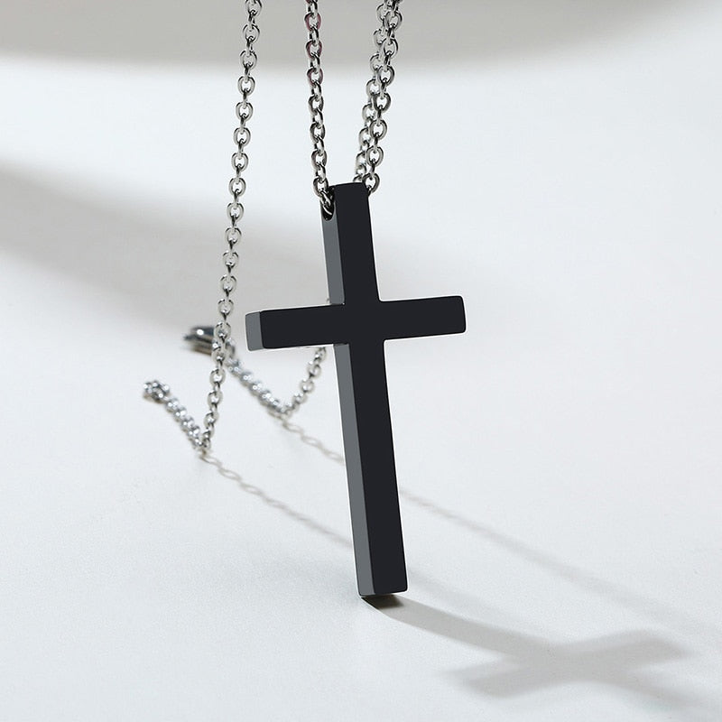 Classic Men Cross Pendant Necklace For Male Stainless Steel Necklace Statement Cruz Jewelry 24" Link Chain