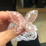 Aveuri bead Bracelet Hair Ring Summer Fashion Temperament Ice Crystal Butterfly Peach Heart Starfish Bow Tie Dual-Use Hair Accessories