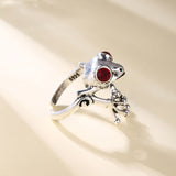 Aveuri New Korean Fashion Creative Red Eye Frog Hug Romantic Open Ring For Birthday Party Celebration Gift Women Jewelry Set Anillos