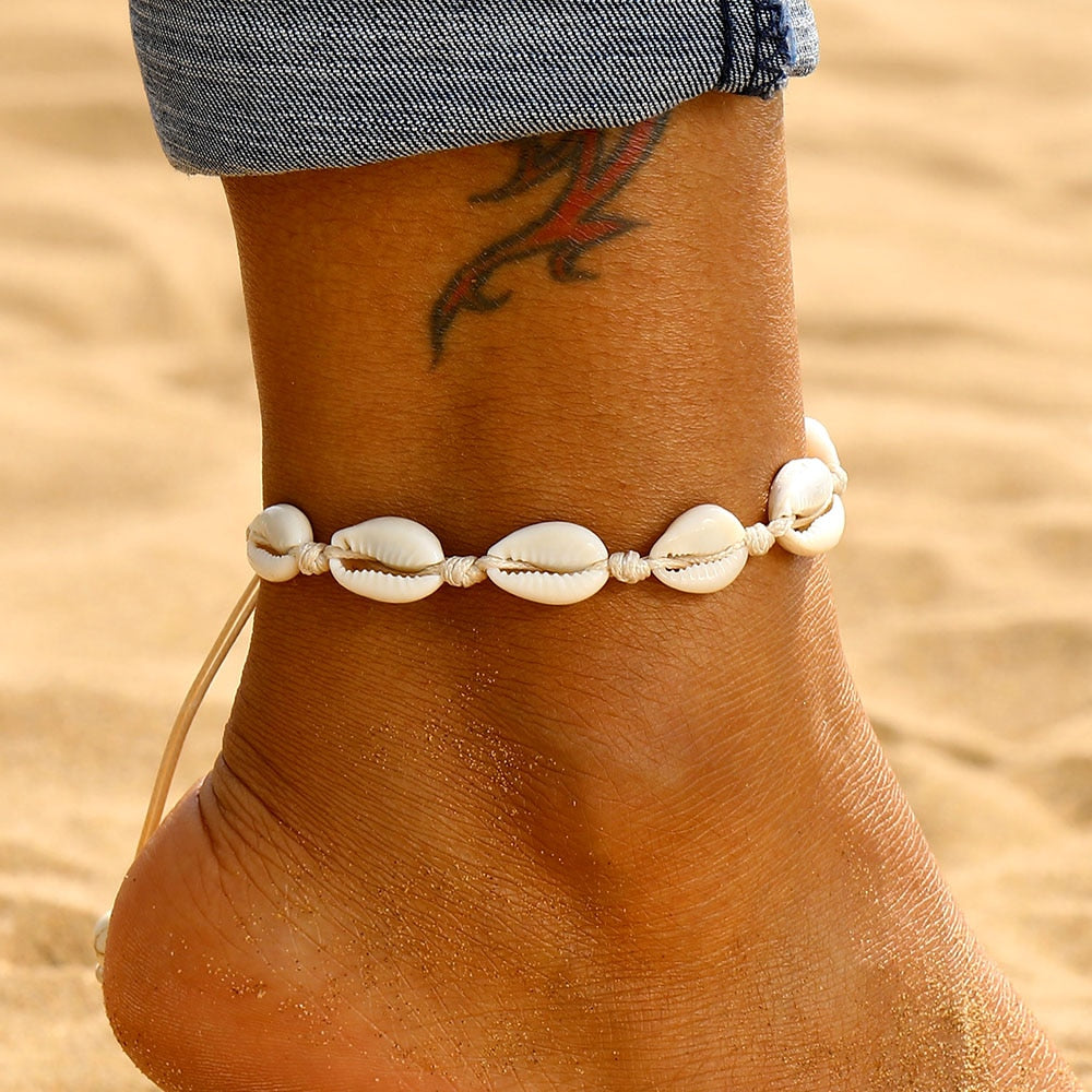 Aveuri Bohemia Chain Anklets for Women Foot Accessories 2023 Summer Beach Barefoot Sandals Bracelet ankle on the leg Female