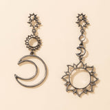 Tocona  Retro Bohemia Moon Star Rose Gold Hollow Drop Earrings For Women Street Punk Sunk Geometric Jewelry Gift New 3023