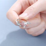 Christmas Gift alloy New Women's Fashion Jewelry High Quality Zircon Leaf Bird Simple Opening Adjustable Ring