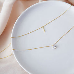 Gift New Double Layer Necklace Round Shiny Luxury Zircon Strip Pendant Necklaces Gift For Women Fine Jewelry