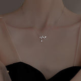 Hot 925 Sterling Silver Geometric Rhinestone Zircon Pendant Necklace Women Jewelry Party Gift