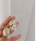 AVEURI Korea Fashion S925 Light Sheer Yarn Flower Transparent Acrylic Block Drop Earrings For Women Cool Girl Party Jewelery