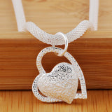 Aveuri Alloy 18 Inch Double Heart Pendant AAA Zircon Necklace For Women Fashion Wedding Charm Jewelry
