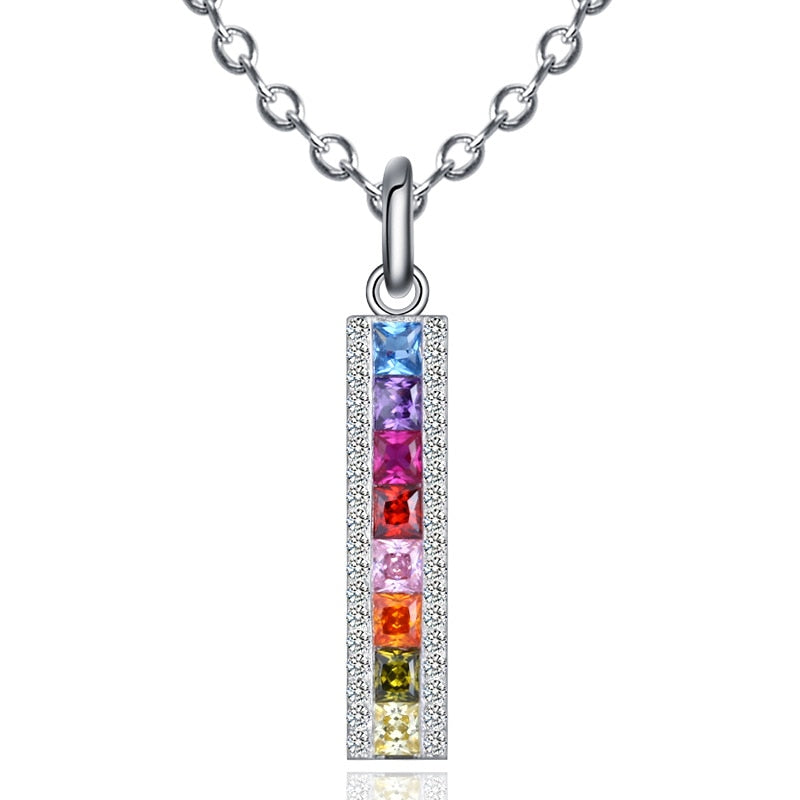 Christmas Gift Elegant Rainbow Diamond Necklace Pendant Shiny  Multicolor Zircon Choker Wedding Gift For Girl Accessories