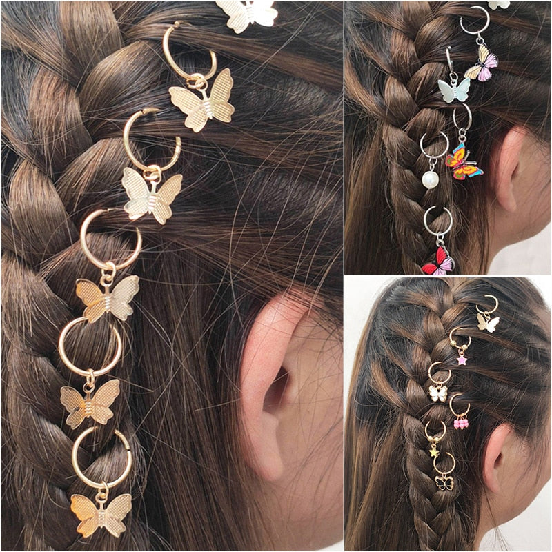 Aveuri 2022 European And American Headdress Personality Street Style Pigtail Trend Headdress Butterfly DIY Pendant Hair Accessories Hairpin