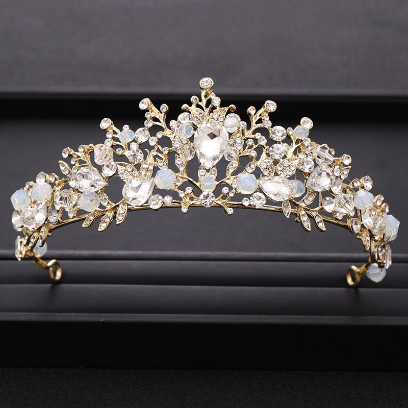 Aveuri Christmas Gift Luxury Silver Color Rhinestone Wedding Tiara Crown Pearl Queen Diadem Bride Crown Headpiece Wedding Hair Accessories Tiara
