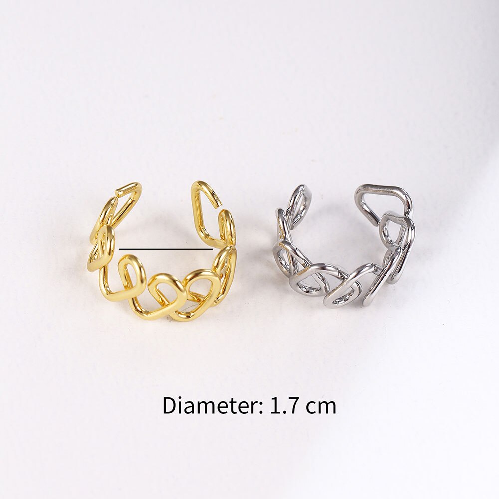 Aveuri New Creative Simple Hollow Gold And Silver Color Couple Rings Geometry Punk Hip Hop Men Women Paired Ring Jewelry Gift