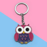 Aveuri New Cute Animal Trinket Keyrings Owl Keychain For Women Cartoon Oil Painted Metal Keyfob Fashion Jewelry Chaveiro Gift