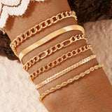 AVEURi 2023 Vintage Simple Gold Color Thick Chain Bracelet For Women Girls Fashion Bohemian Punk Snake Chain Bracelets Jewelry Sets