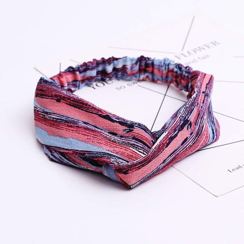 Aveuri 2022 Multiple Colour Hair Tie For Women Cross Top Knot Elastic Twisted Knotted Headwrap Chiffon Hairhand Women Headband Accessories F