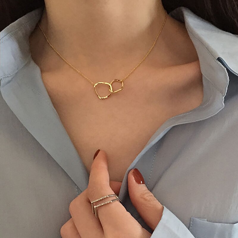 Christmas Gift EN Minimalist Fashion Hollow Necklaces Cute Geometry Irregular Pendant Necklace For Women Girls Simple Bohemian Jewelry Necklace