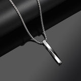 Aveuri 2023 New Fashion Black Rectangle Pendant Necklace Men Trendy Simple Stainless Steel Chain Men Necklace Jewelry Gift