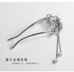 Aveuri Pan Hair Artifact Tassel Hairpin Ancient Simple Modern Headdress Pearl Hairpin Back Head Hairpin Female Summer Hairpin