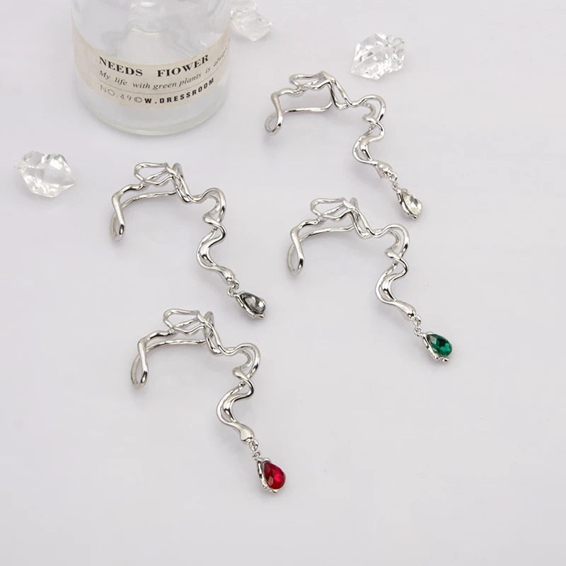 Aveuri 2023 Vintage Metal Geometric Irregular Venom Water Drop Colorful Rhinestone Stud Earrings For Women Girl Party Jewellery