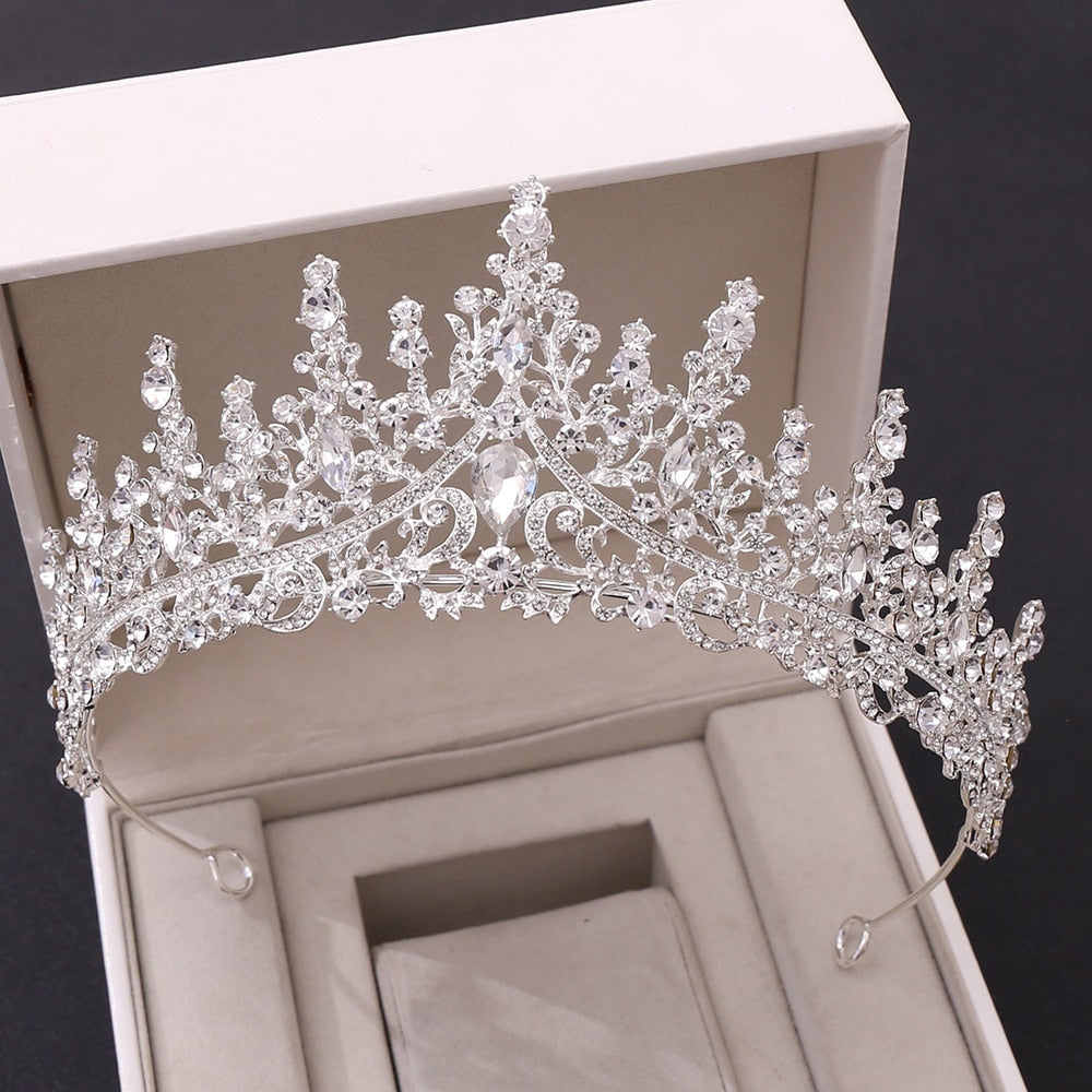 Aveuri Diverse Silver Color Gold Crystal Crowns Bride tiara Fashion Queen For Wedding Crown Headpiece Wedding Hair Jewelry Accessories