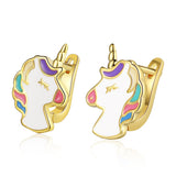 Christmas Gift Fashion Colorful Unicorn Charms Stud Earrings For Women Girls Wedding Party Jewelry Pendientes eh872