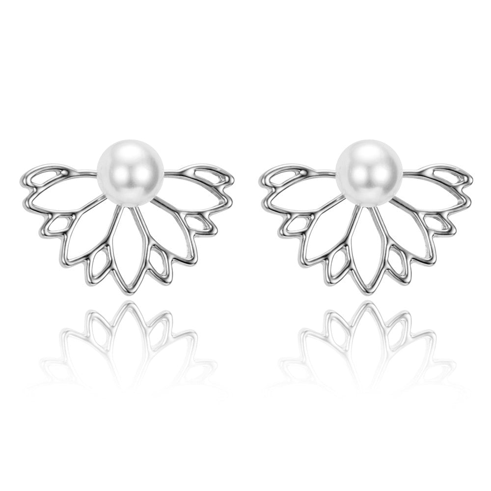 Aveuri Flower Stud Earrings For Women Fashion Jewelry Gold Sliver Simple Design Rhinestones Earring Jewelry