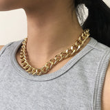 Aveuri 2023 Fashion Big Necklace for Women Twist Gold Silver Color Chunky Thick Lock Choker Chain Necklaces Party Jewelry