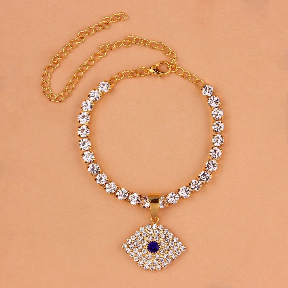 Aveuri Trend Personality Demon Eye Pendant Ladies Anklet Jewelry Fashion Full Rhinestone Crystal Eyes Foot Jewelry Foot Accessories
