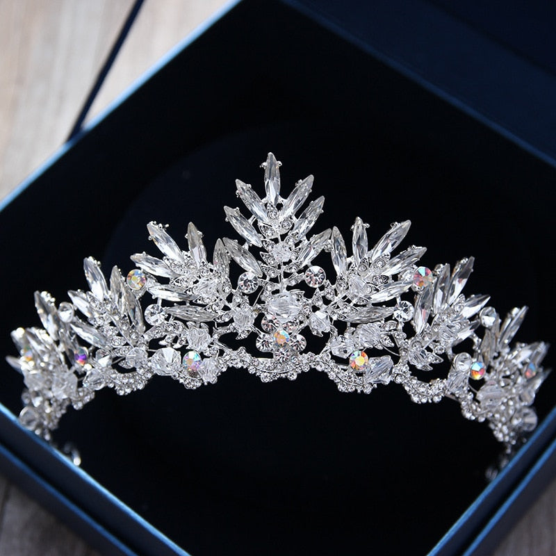 Aveuri Diverse Silver Color Gold Crystal Crowns Bride tiara Fashion Queen For Wedding Crown Headpiece Wedding Hair Jewelry Accessories