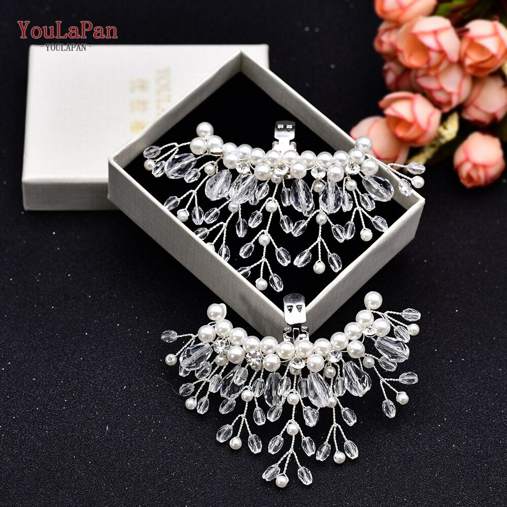 Aveuri X13 1 Pair Rhinestone Pearl Shoe Clips Crystal Charm Flower Decorative Shoe Clips Fashion Wedding Shoes Accessories