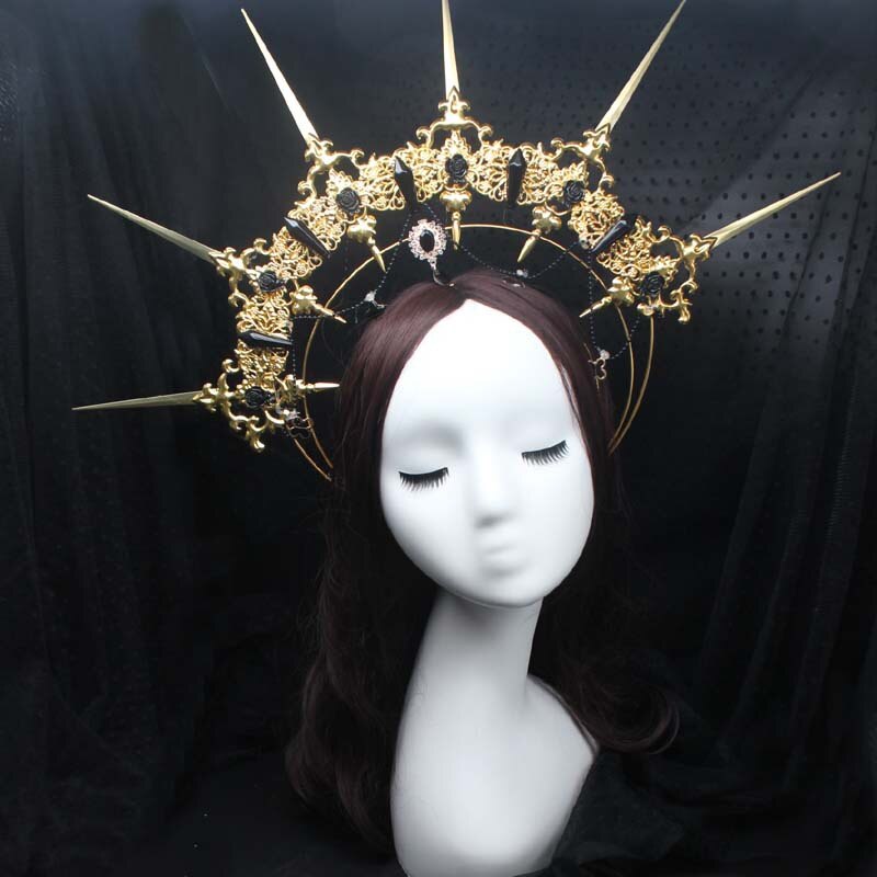 DIY Material package Gothic Halo Crown Headband Gorgeous Vintage Church Mary Baroque Tiara Headwear Lolita Virgin Headpiece