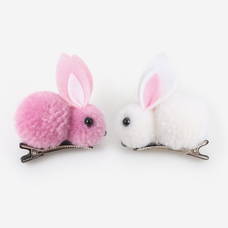 Back to school 2024 AVEURI Cute Hair Ball Rabbit Hair Clip Girl Plush Rabbit Ears Hair Clip 3D Plush Rabbit Hair Accessories Korea Simple Girl Headdress