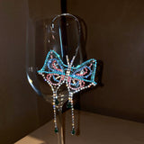Aveuri 1PC Exaggerated Rhinestone Large Single  Butterfly Earrings For Women Colrful Crystal Butterfly Drop Dangel Earrings Jewelry