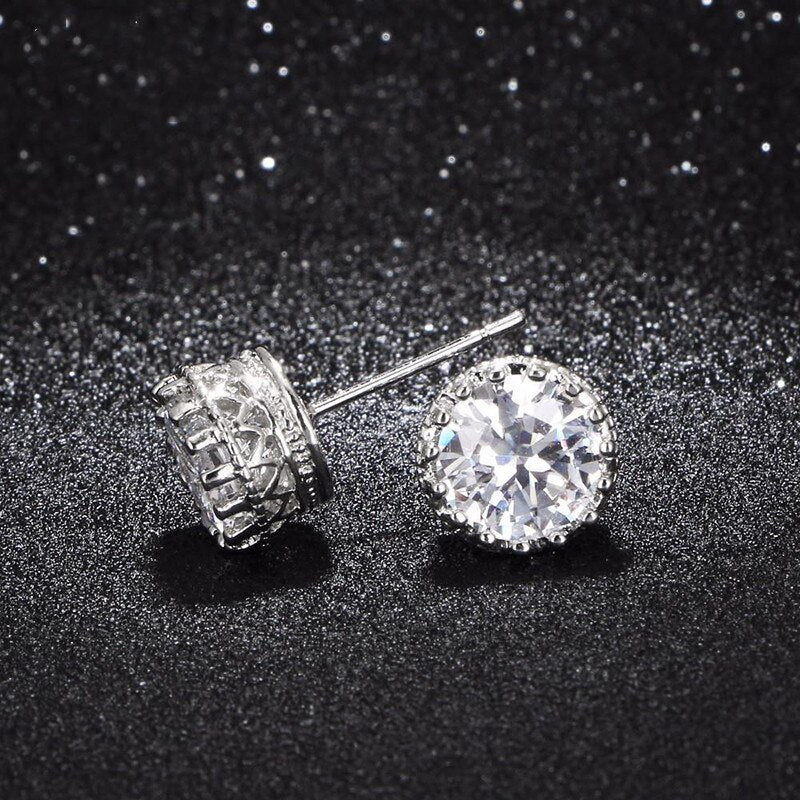 Christmas Gift Stud Earrings For Women Solid Cubic Zirconia Brincos Bridal Wedding Engagement Fine Jewelry Drop Shipping E001