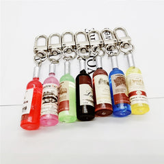 Aveuri Simple Funny Imitation Wine Bottle Keychain Fashion Tiny Earphone Cover Pendant Bag Accessory Key Chain Best Friend Gift Jewelry