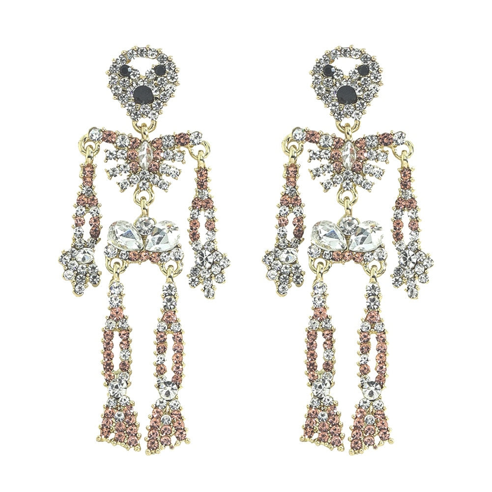 Luxury Halloween Horror Ghost Dangle Drop Earrings Women Pumpkin Jewelry Skull Skeleton Statement Pendant Earrings