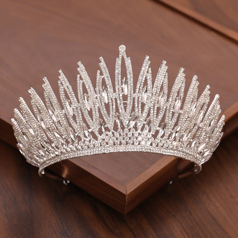 Bridal Crown And Tiara Headpiece Gold Silver Color Rhinestone Crystal Diadem Queen Crown Princess Tiaras Wedding Hair Jewelry