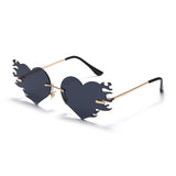 Aveuri New Punk Heart Sunglasses Women Rimless Sun Glasses Men UV400 Goggles Steampunk Flame Eyeglasses Mirror Shades Ladies Eyewear