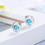 Christmas Gift  Planet Round Stud Earrings For Women Party Wedding Party Jewelry Pendientes eh219